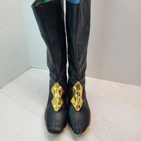 Genshin Impact Alhaitham Cosplay Tall Black Boots Gold Accent Toe Chunky Size 7 - Picture 3 of 9